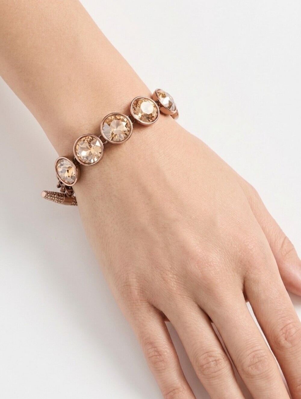 Juicy Couture Rose Gold Toggle Clasp Swavorski Crystal Link Bracelet - Picture 2 of 9